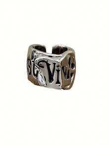 Bagues de couple à la mode, boucle de ceinture  avec lettres, design ouvert réglable, disponible en or et argent, unisexe, bagues de style hip-hop personnalisées - Multicolore - Voir 12