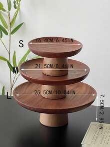 1pc Bamboo Wood High Foot Tray, For Holding Desserts, Cookies, Snacks, Suitable For Parties And Gatherings - Solid Wood High-legged Fruit Plate - View 2