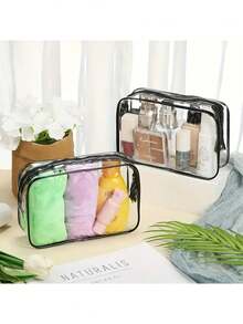 4 piezas Bolsas de tocador de moda y sencillas para hombres y mujeres, bolsas cosméticas impermeables y transparentes de tamaño de cuarto de galón aptas para ambos géneros, se pueden llevar a bordo de aviones y se pueden regalar 1/2/3 piezas, bolsa de maquillaje, bolsa de maquillaje, bolsas de maquillaje, bolsa cosmética, organizador de maquillaje, bolsa de maquillaje, bolsa, tocador, bolsas de maquillaje, bolsa de maquillaje pequeña, bolsa de maquillaje, bolsa cosmética, gran capacidad, bolsa de maquillaje grande, regalos de Navidad, bolsa, regalos para mujeres, bolsa / bolso pequeño, organizador de maquillaje, bolsa, soporte de brochas, mini bolsa, bolsa de gran capacidad, regalos para mujeres, regalos de Navidad, ideas de regalo para mujeres - Rosa Fucsia - Ver 2