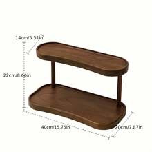 1 pièce Organisateur de comptoir en bois à 2 niveaux - Un élégant support de rangement convenant aux cosmétiques, parfums et produits de soins de la peau - Applicable dans les salles de bain, cuisines et bureaux, support à tasses à café, étagère de rangement, étagère pour le hall d'entrée et le salon avec des compartiments fermés indépendants, organisateur gain de place pour les parfums, cosmétiques et la vaisselle