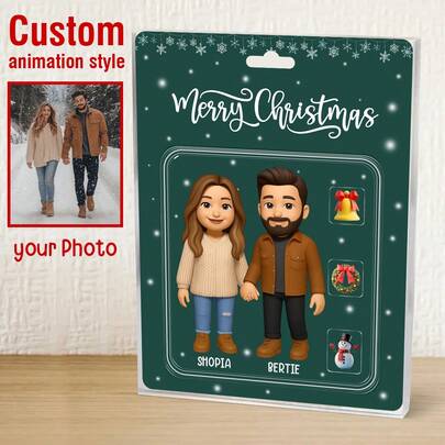 Custom Action Figure Portrait,Personalized Digital Portrait Art,Custom Photo To Cartoon Acrylic Plaque ,Personalized Cartoon Photo Christmas Ornaments ,Wedding Keepsake, Personalized Acrylic Keepsake, Anniversary Gift, Perfect Keepsake For Special