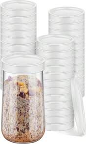 Tessco Yogurt Container Lids Clear Plastic Jar Lids Not Included Jar Replacement Compatible With Oui Yogurt Jars(24 Pieces) - trắng - Xem 1