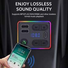 Transmisor Bluetooth Auto Manos Libres Cargador - Negro - Ver 7