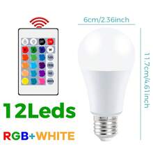 25W LED RGB 燈泡 附遙控器 E27/E26 多色 85-265V 可調光 變色 嵌入式天花板燈 10W 智慧電競 客廳 臥室 聖誕節 萬聖節 夜間照明 15W 4 種動態模式 吧檯射燈 20W 背光牆面氛圍燈 5W - RGB Bulb-with 24key Remote(E27/E26) - 查看 15