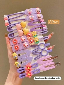 20个可爱卡通紫色发夹，女士情人节礼物，爪夹发卡，发夹，发饰，发卡，夏季，假日，旅行，节日，生日 - 彩色 - 查看 7