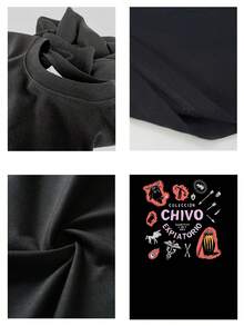 Camiseta para hombre con estampado gráfico de símbolos místicos, diseño artístico único, ajuste cómodo, estilo informal. Exprésate con esta llamativa y moderna pieza. - Negro - Ver 4
