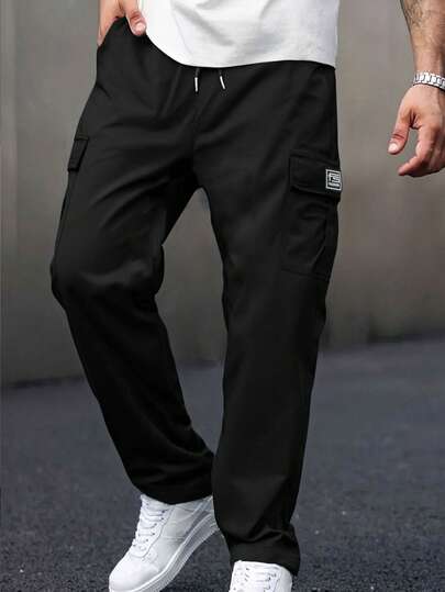 Quần dài thường ngày họa tiết chữ rút eo cho nam, ống đứng, quần dài dã ngoại, vải thoải mái có thể giặt bằng máy, kiểu dáng thời trang, thích hợp cho các hoạt động ngoài trời, vật dụng thiết yếu cho ngày tựu trường