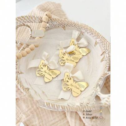 Etichetta personalizzata in acrilico a forma di farfalla, tag in acrilico oro rosa/oro/argento, decorazione per feste personalizzata, etichette per bomboniere di matrimonio, etichette per bomboniere, etichette per bomboniere di fidanzamento, etichette per bomboniere di festa di nascità, etichette per regali di battesimo, etichette per regali, etichette per regali di anniversario, etichette per feste di matrimonio, decorazioni per feste, facile da installare