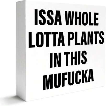 1pc 5x5inch(12.7x12.7cm) Plant Lover Decor Wooden Box Sign, Plant Garden Gardening Desk Decoration Home Office Kitchen Decor, Whole Lotta Plants, Gardening Gardener Plant Lover Gifts For Men Mom Women