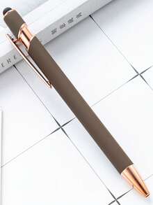 1/5/10/20/36pcs Customized Text/Logo Personalized Luxury Soft Touch Rose Gold Elegant Custom Rubber Stylus Ballpoint Pen, Aluminum Barrel Ballpoint Pen, Perfect Gift For Bridesmaids, Women, Kids, Students, Teachers, Family And Friends