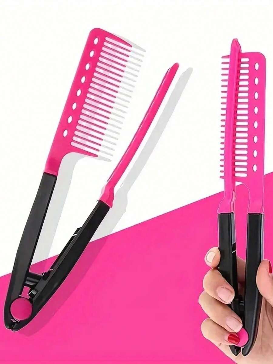 1pc V-Clip Styling Comb For Normal Hair - Nylon Bristles & ABS Plastic ...