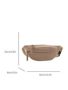 Bröstväska/midjeväska i nylon med hög kapacitet, unisex för dagligt bruk, sport, löpning, resor, fritidsbruk - Kaki - Visa 9