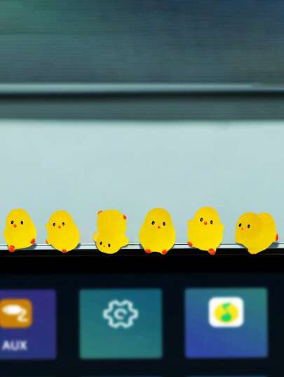 6 قطع زخارف دجاجات صغيرة ثلاثية الأبعاد مضيئة، ديكور داخلي للسيارة، ديكور شاشة الكمبيوتر، إكسسوارات DIY، لوازم منظر طبيعي مصغر