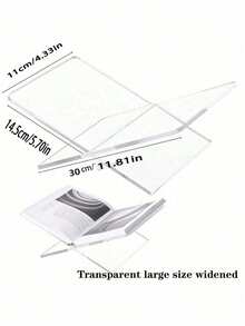 1pc X-Shaped Transparent Book Bracket, Acrylic Reading Bookshelf,Reading Music Album Book Display Rack, White Black Book Holder, Household Display Stand, Suitable For Library, Recipe, Music Album, And Various Book Reading And Placement Cookbook Stand Kitchen Counter Decor - Transparent - View 8