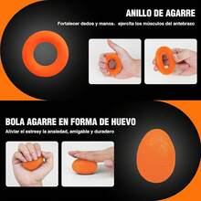 Ejercitador de mano 6 en 1 Fortalecedor de dedos y agarre con pelota, Hand gripper Finger exerciser Ejercicio de antebrazo Entrenador de fuerza para deportes de palma y antebrazos y dedos - Naranja - Ver 4