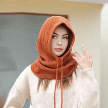 1pc Women's Winter Warm Scarf & Knitted Hat Set With Earflaps - White - View 4