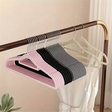 20pcs/10pcs Multi Colored Flocking Clothes Hanger Coating Anti Slip Clothes Hanger Velvet Clothes Hanger Cute Clothes Hanger Wardrobe Space Saving Clothes Hanger Essential Clothes Hanger For Home Storage Clothes Clip