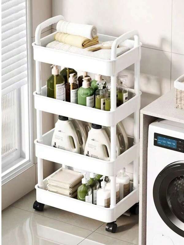 1 Carrello di stoccaggio mobile a più strati con ruote, carrello multifunzionale portatile, scaffale portaoggetti per giocattoli per bambini, libreria minimalista, scaffale portaoggetti per spuntino, scaffale portaoggetti per il trucco, scaffale portaoggetti per utensili da cucina, carrello di servizio multifunzionale in plastica, adatto per bagno, cucina, soggiorno e studio di casa, adatto per lo stoccaggio e la decorazione della casa.