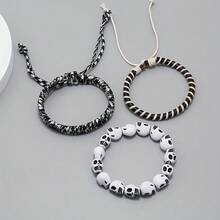 Set de brățări în stil vintage, set personalizat de combinații hip hop cu cap de craniu, bijuterii bărbătești, set de brățări din lut moale