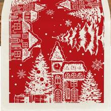 1pc Red Fir Wood Snowflake Silhouette Christmas Table Runner, Seasonal Christmas Kitchen Dining Table Decor, Home Party Decoration, Size: 13x35/13x47/13x72/13x90/13x108 Inches