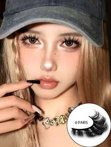 6 Pairs Manga Lashes Eye Lashes Faux Mink Eyelashes Eye Eyelashes Natural Full False Eyelashes Cosplay Travel Essentials Makeup Tools (8-15) Strip Lashes, Lashes, Eyelashes, Lashes - Đen 3 - Xem 3