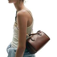 ZRN 2025 秋季新款女士休闲单肩包，都市休闲拉链手提包和斜挎包 - 棕色 - 查看 2