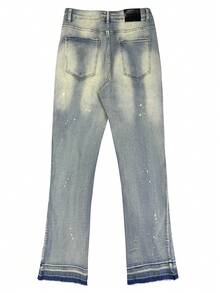Quần jeans nam dáng suông, nhẹ, chất liệu nhẹ, kiểu dáng công sở thường ngày, có cúc cài phía trước, kiểu dáng thoải mái, thích hợp cho mọi mùa. - Màu xanh Bạc hà - Xem 3