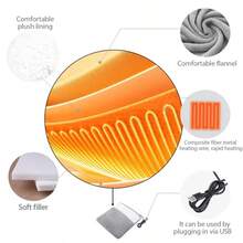 Washable USB Heated Foot Mat, Heating Pad, Flannel Electric Foot Warmer, Home Warming Slippers, Winter Warming, Thickened Design, Comfortable Fit, Washable Fabric, Heating, Warming Slippers, Suitable For Office Workers, Elderly Care. - Grey - View 10