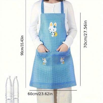 1개 귀여운 카툰 토끼 앞치마, 통기성 및 얼룩 방지 폴리에스터 캔버스 코팅, 주방에서 요리를 위한 보호 커버, 튼튼한 스트랩, 요리 및 식사뿐만 아니라 가정 원예에도 적합합니다.
