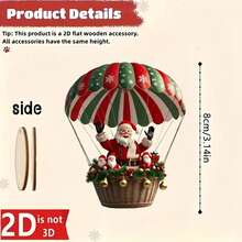 10 Pezzi Set di Ciondoli Fatti a Mano 2D per Serie Paracadute di Babbo Natale - Decorazione per Albero di Natale, Decorazione per la Casa e il Giardino, Regalo per Feste, Natale, Decorazioni Natalizie