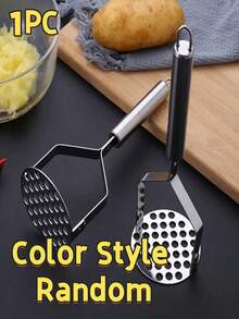 1 件不锈钢土豆捣碎器 - 手动手持式厨房粉碎工具，适用于蔬菜、水果、不带电炊具，耐用多功能粉碎机，适用于家庭和学校用品，手动多功能厨房榨汁机，适用于土豆泥、红薯等 - 理想的圣诞礼物土豆榨汁机和土豆泥（颜色款式随机）