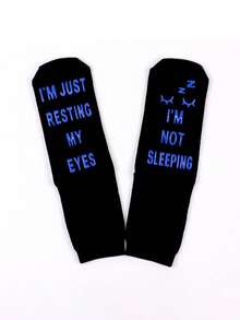 1 par de calcetines para hombres, NO ESTOY DURMIENDO, SOLO ESTOY DESCANSANDO LOS OJOS, Calcetines con agarre, Calcetines divertidos