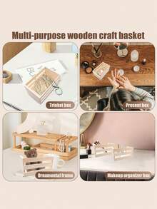 1/3pcs Small Wooden Storage Box, Suitable For Desktop Organization, Suitable For Home Office Storage Rack, Small Storage Basket Container,Halloween Decorations, Suitable For Halloween, Christmas, Holiday Gifts, Holiday Ornaments ﻿