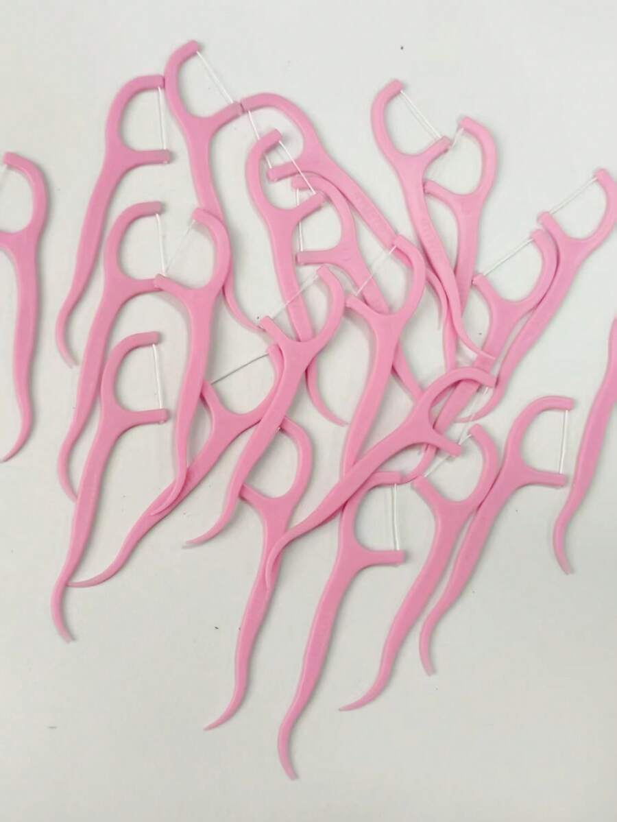 300支草莓味牙线棒 - 清新口腔护理 - 高美感粉色一次性牙线棒 - 便携适用于旅行、露营、工作、学校 - 牙间清洁工具 - 牙线、牙间刷 (50支/盒) 盒子外观随机 - 彩色 - 查看 1