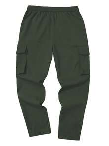 Men's Workwear Pants – Durable & Comfortable Utility Trousers With Multi Pockets, Breathable Fabric & Drawstring Design For Casual, Industrial & Seasonal Wear - 軍綠色 - 查看 2