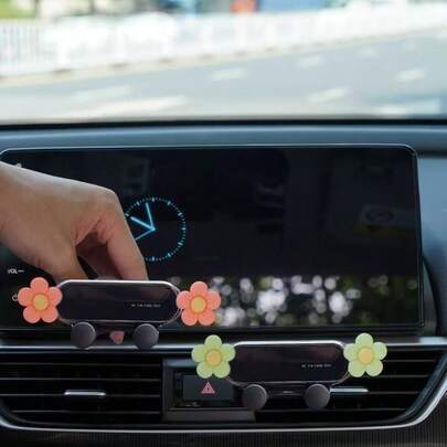 Support de téléphone portable monté sur voiture, cadre de support fixe pour la décoration de la sortie d'air intérieure à cinq pétales de marguerite pour la navigation automobile