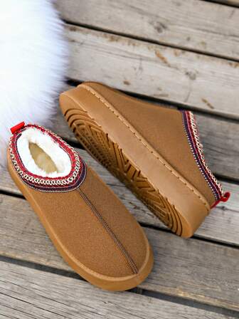 Nuevas botas de nieve para mujer de moda, con suela gruesa y cordones, para uso en exteriores e interiores. Pantuflas casuales de invierno con forro de piel sintética y cordones para uso en exteriores en la playa