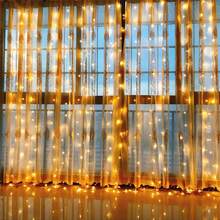 Luzes de fundo para decoração de Natal, luzes LED suspensas para ambientes internos, fonte de alimentação USB, luzes de cortina para quarto, 8 modos de iluminação, crie uma atmosfera festiva