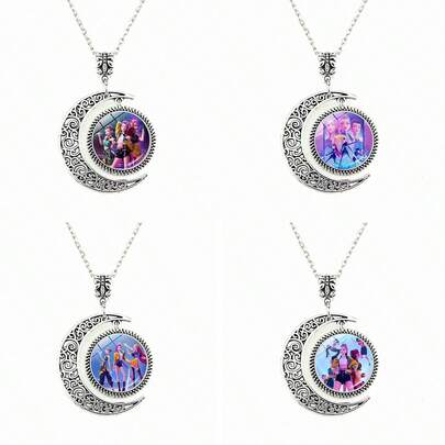 1pc KPOP Witch Hunt Cartoon Anime Merchandise, Necklace Accessories, Versatile Anime For Women, KPOP Moon Pendant Sweater Chain, Give To Friends And Family, Random Style