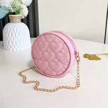 1pc Women's Embroidered PU Leather Small Round Shoulder Bag, Fashion Crossbody Bag