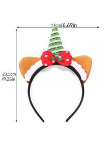 1pc Christmas Deer Antler Headband, Cute Mori Style Christmas Tree Headband, Holiday Party Decoration Headpiece - Multicolor - View 3
