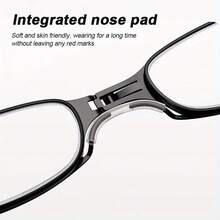 Portable Folding Reading Glasses With Blue Light Blocking Lenses - Durable Metal Frame, Lightweight And Compact Design, Includes Storage Case - Unisex, Suitable For Reading, Computer, Mobile Phone - Ideal Gift For Men And Women, Computer Glasses, Fashion Glasses, High-Quality Lenses, Vision Correction, Office Workers, Screen Time Protection, Fashion Frame, Sturdy Structure, Digital Device Users - Black - View 5