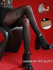 1 Pair Women's Basic Solid Black High Elasticity Fishnet Tights - Black - View 11