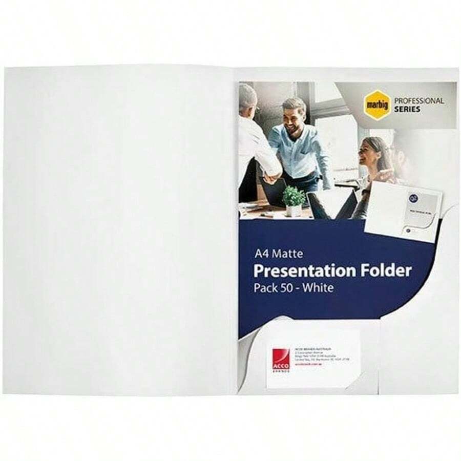 Marbig Professional Presentation Folders A4 Matte White Box50