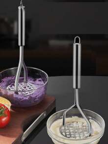 1 件不锈钢土豆捣碎器 - 手动手持式厨房粉碎工具，适用于蔬菜、水果、不带电炊具，耐用多功能粉碎机，适用于家庭和学校用品，手动多功能厨房榨汁机，适用于土豆泥、红薯等 - 理想的圣诞礼物土豆榨汁机和土豆泥（颜色款式随机）