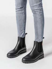 1 双女士短款雨靴，时尚切尔西防水鞋，花园套脚果冻靴，轻便户外涉水鞋（尺码偏小一码）