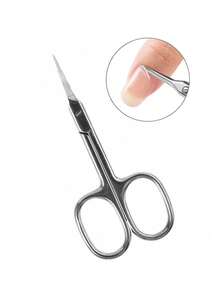 1 foarfecă pentru cuticule cu lamă curbată din oțel inoxidabil, foarfecă mică multifuncțională pentru unghii, sprâncene, gene, piele uscată