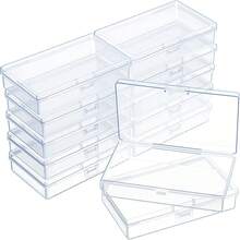 SATINIOR 12 Pack Clear Plastic Beads Storage Containers Box With Hinged Lid For Beads And More (5.2 X 3.03 X 1.18 Inch)