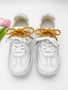 New Lacing Style Colorblock Shoelaces, White Flat Laces + Multi-Color Dotted Woven Shoelaces For Basketball Shoes, Canvas Shoes, Sneakers, Unisex