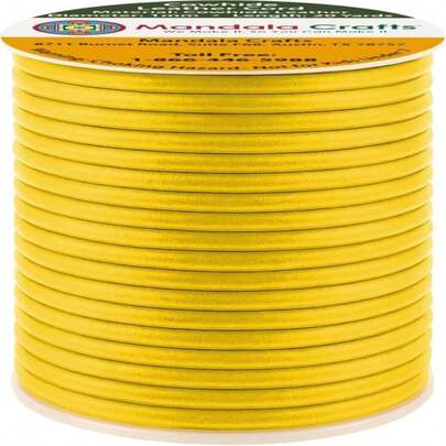 Cuerda de cuero genuino amarillo de vaca en forma de mandala para hacer joyas, cuerda de cuero Kumihimo, carrete - Cordón amarillo - 20 yardas, 1 mm